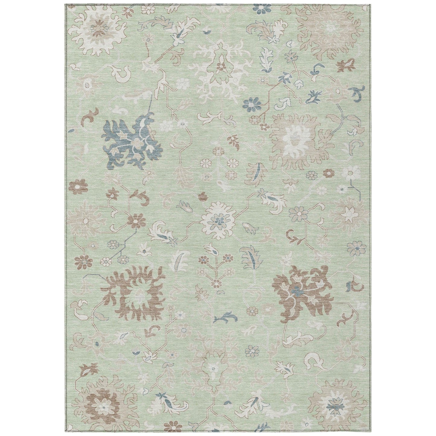 Taelius Green Washable Indoor-Outdoor Rug