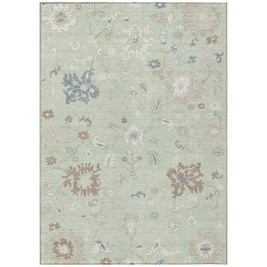 Taelius Green Washable Indoor-Outdoor Rug