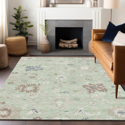 Taelius Green Washable Indoor-Outdoor Rug