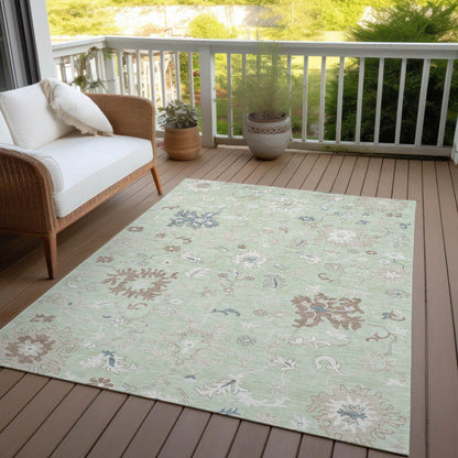 Taelius Green Washable Indoor-Outdoor Rug