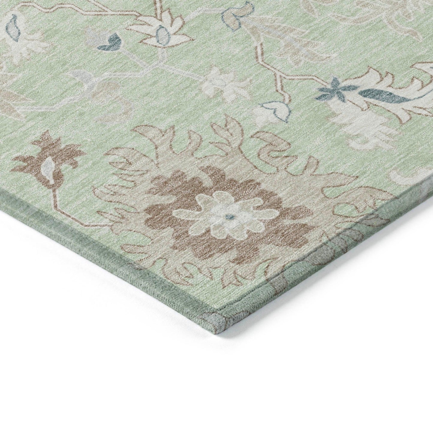 Taelius Green Washable Indoor-Outdoor Rug