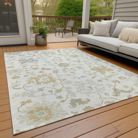 Taelius Ivory Washable Indoor-Outdoor Rug