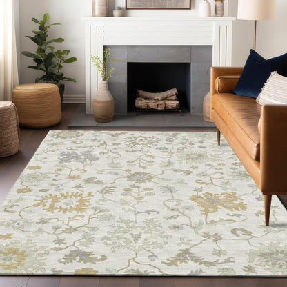 Taelius Ivory Washable Indoor-Outdoor Rug