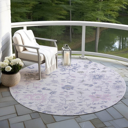 Taelius Purple Washable Indoor-Outdoor Rug