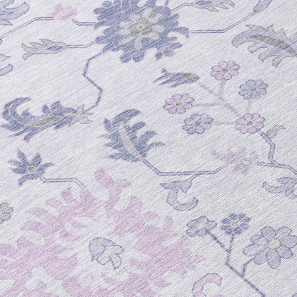 Taelius Purple Washable Indoor-Outdoor Rug