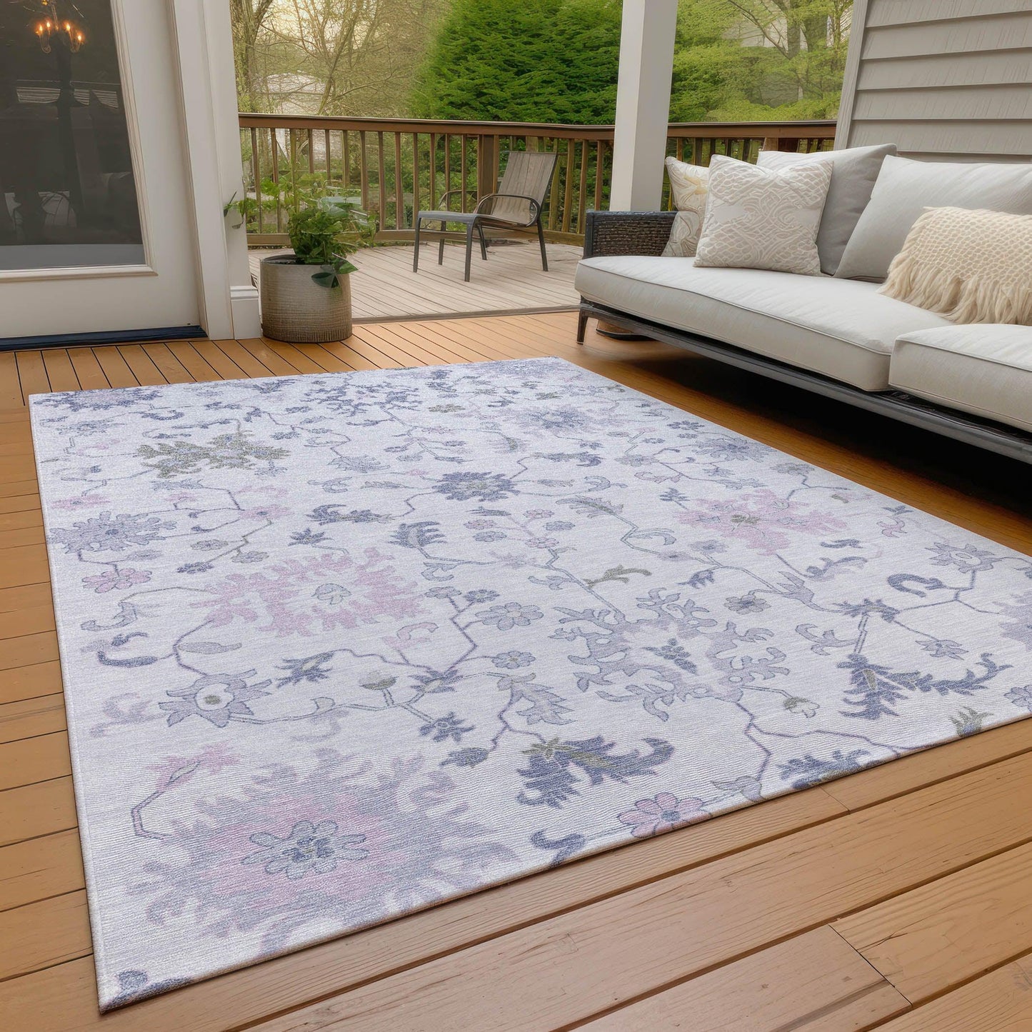 Taelius Purple Washable Indoor-Outdoor Rug