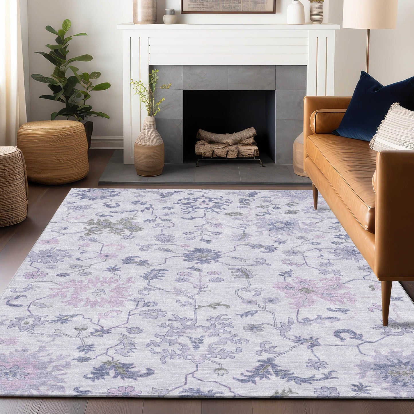 Taelius Purple Washable Indoor-Outdoor Rug