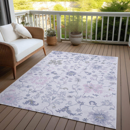 Taelius Purple Washable Indoor-Outdoor Rug