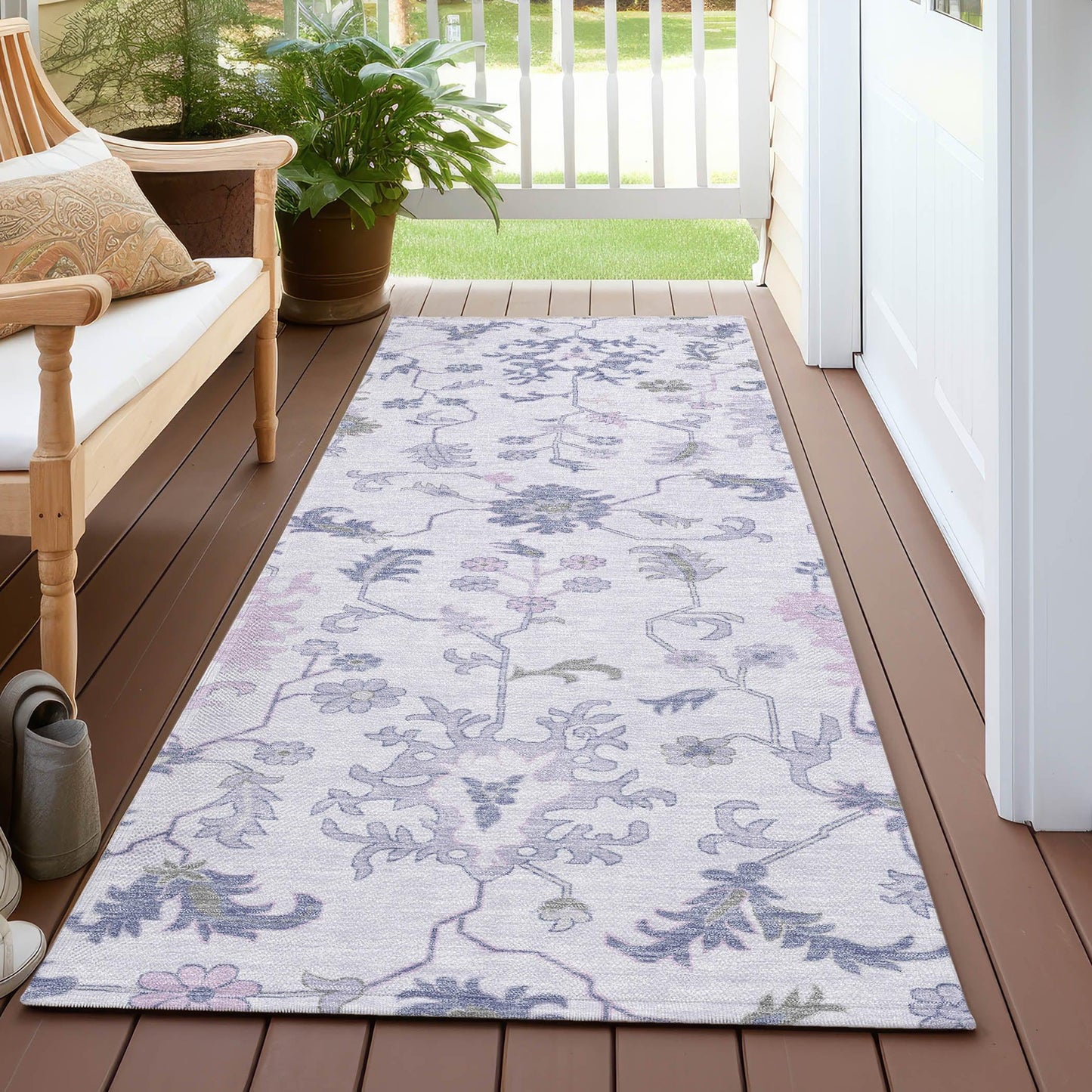 Taelius Purple Washable Indoor-Outdoor Rug
