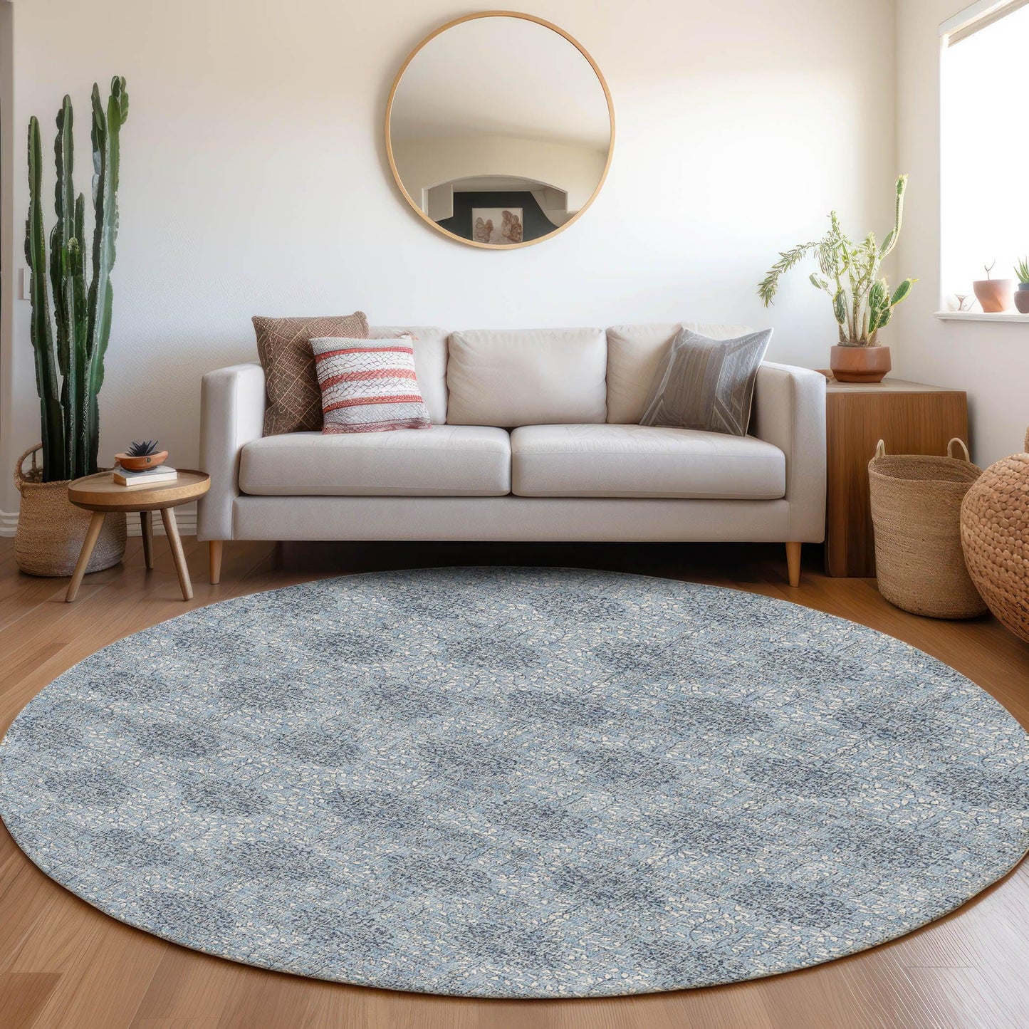 Taelora Blue Washable Indoor-Outdoor Rug