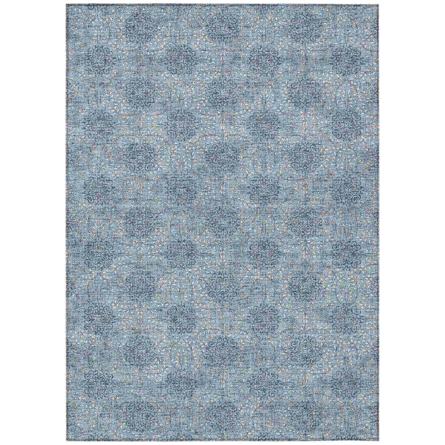 Taelora Blue Washable Indoor-Outdoor Rug