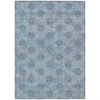 Taelora Blue Washable Indoor-Outdoor Rug