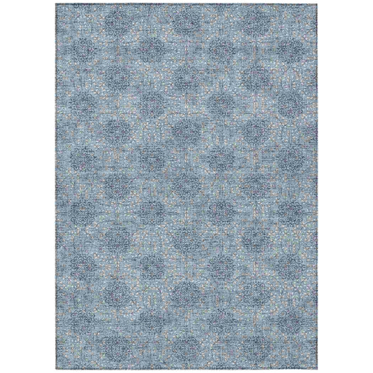Taelora Blue Washable Indoor-Outdoor Rug