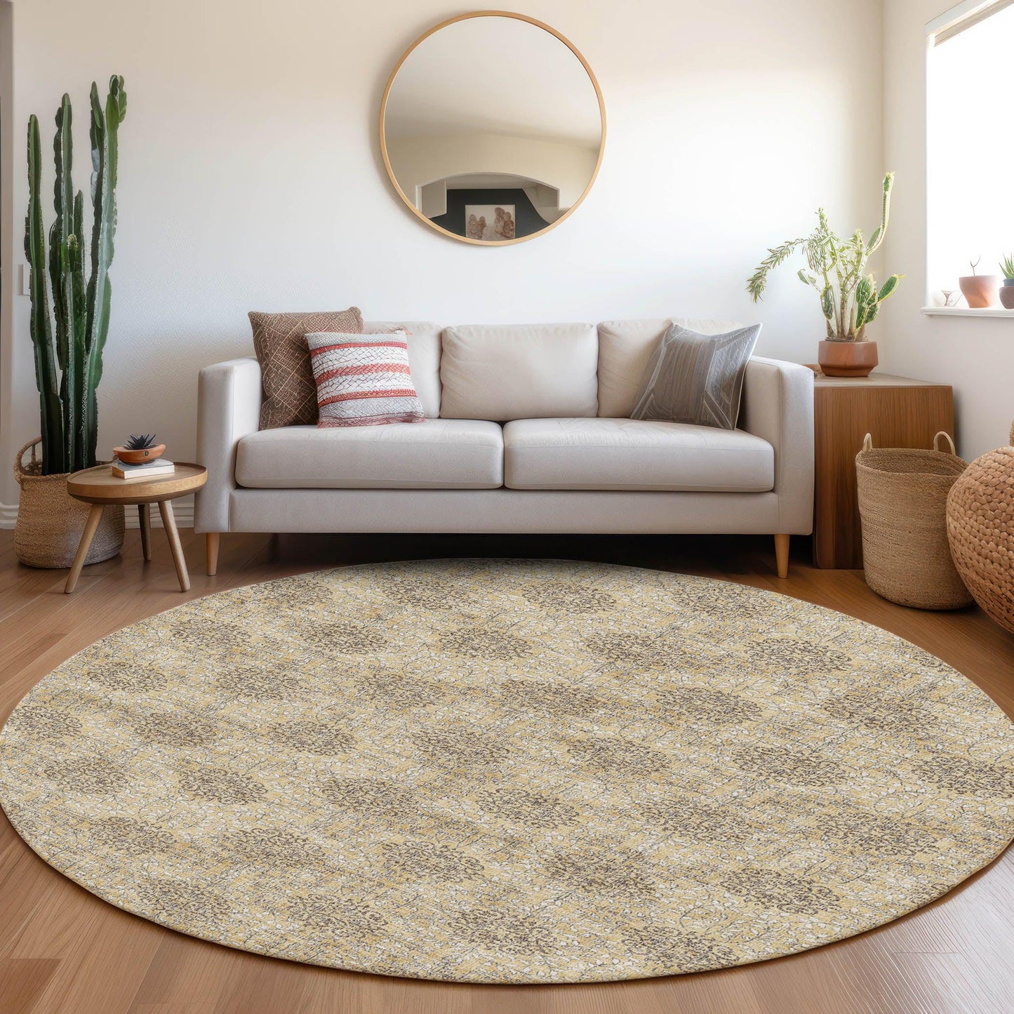 Taelora Gold Washable Indoor-Outdoor Rug