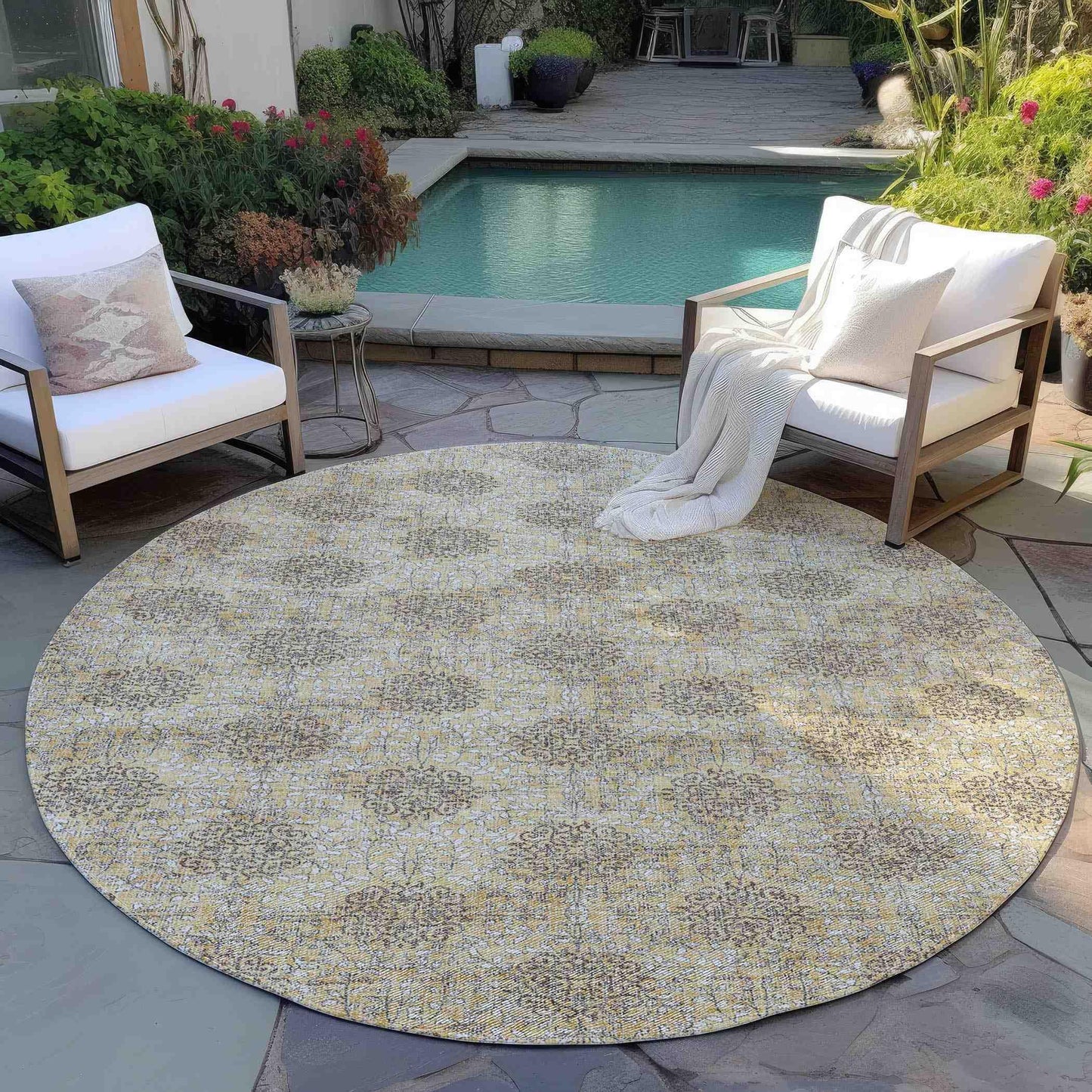 Taelora Gold Washable Indoor-Outdoor Rug