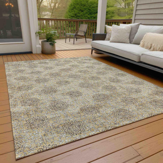 Taelora Gold Washable Indoor-Outdoor Rug