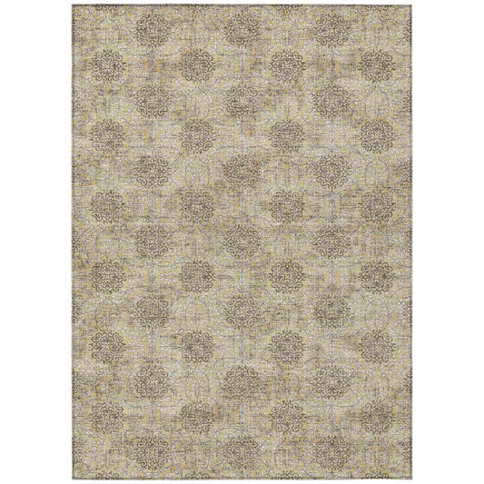 Taelora Gold Washable Indoor-Outdoor Rug