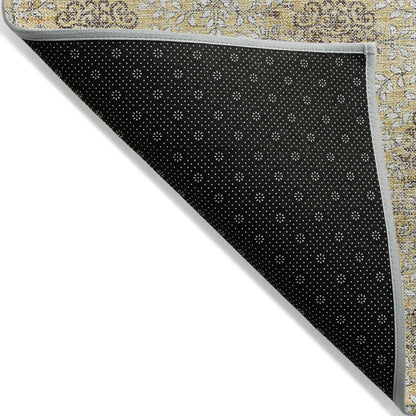 Taelora Gold Washable Indoor-Outdoor Rug