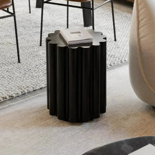 Taffy Black Concrete Stool Side Table - LOOMLAN - Moe's Home - Side Tables