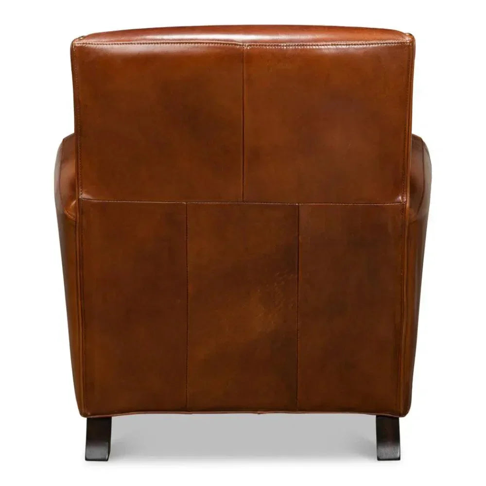Taft Leather Brown Club Chair Dark Brown - LOOMLAN - Sarreid - Club Chairs