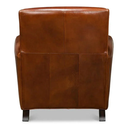 Taft Leather Brown Club Chair Dark Brown - LOOMLAN - Sarreid - Club Chairs
