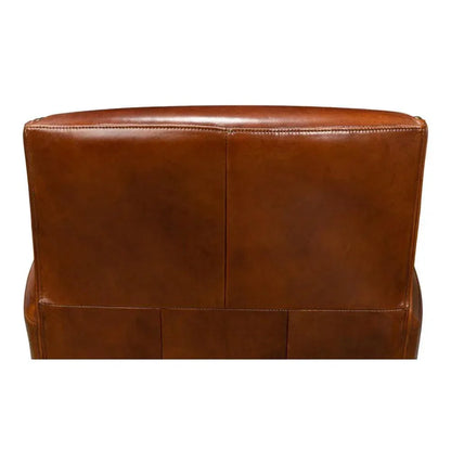 Taft Leather Brown Club Chair Dark Brown - LOOMLAN - Sarreid - Club Chairs