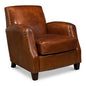 Taft Leather Brown Club Chair Dark Brown - LOOMLAN - Sarreid - Club Chairs