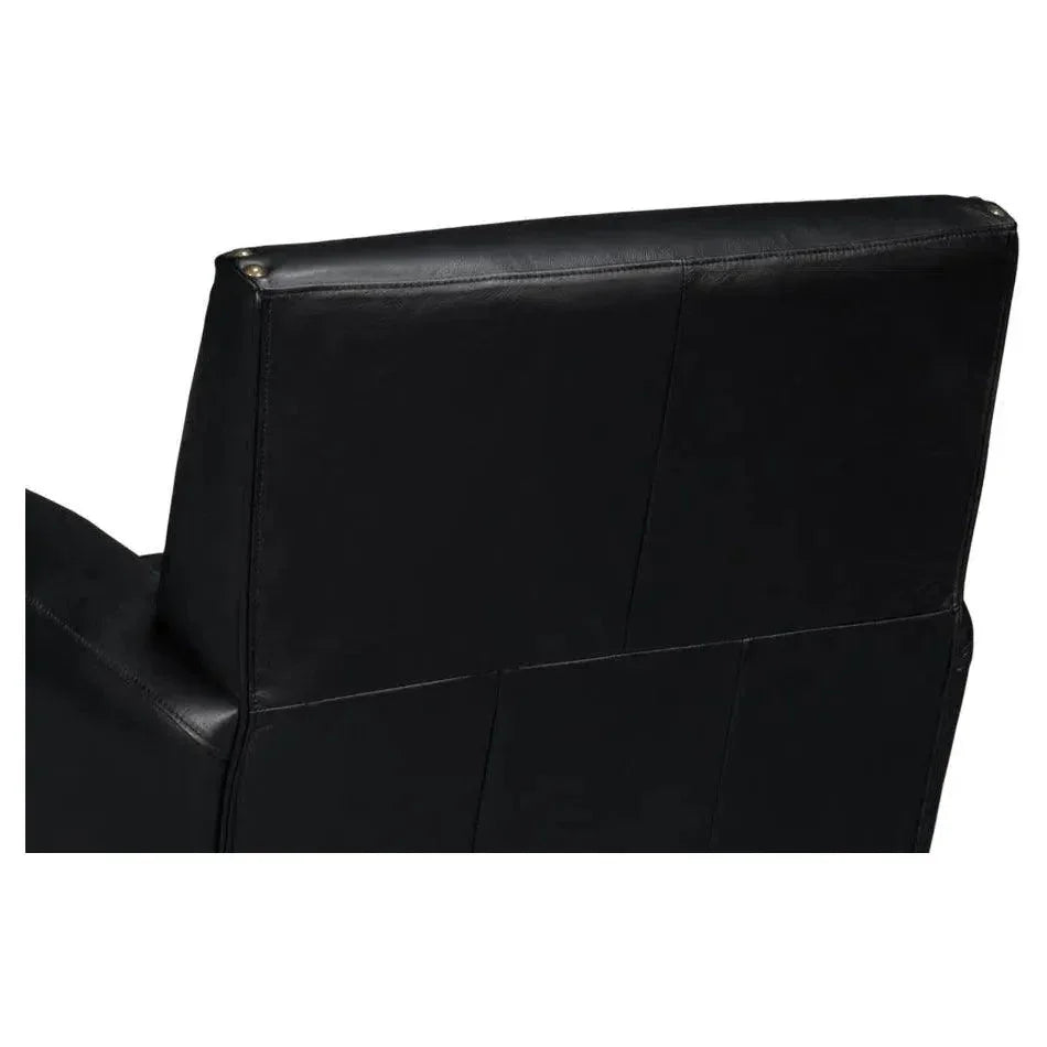 Taft Wood and Leather Black Swivel Arm Chair - LOOMLAN - Sarreid - Club Chairs