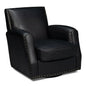 Taft Wood and Leather Black Swivel Arm Chair - LOOMLAN - Sarreid - Club Chairs