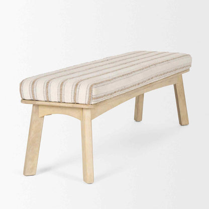 Taimo White Washed Fabric Bedroom Bench