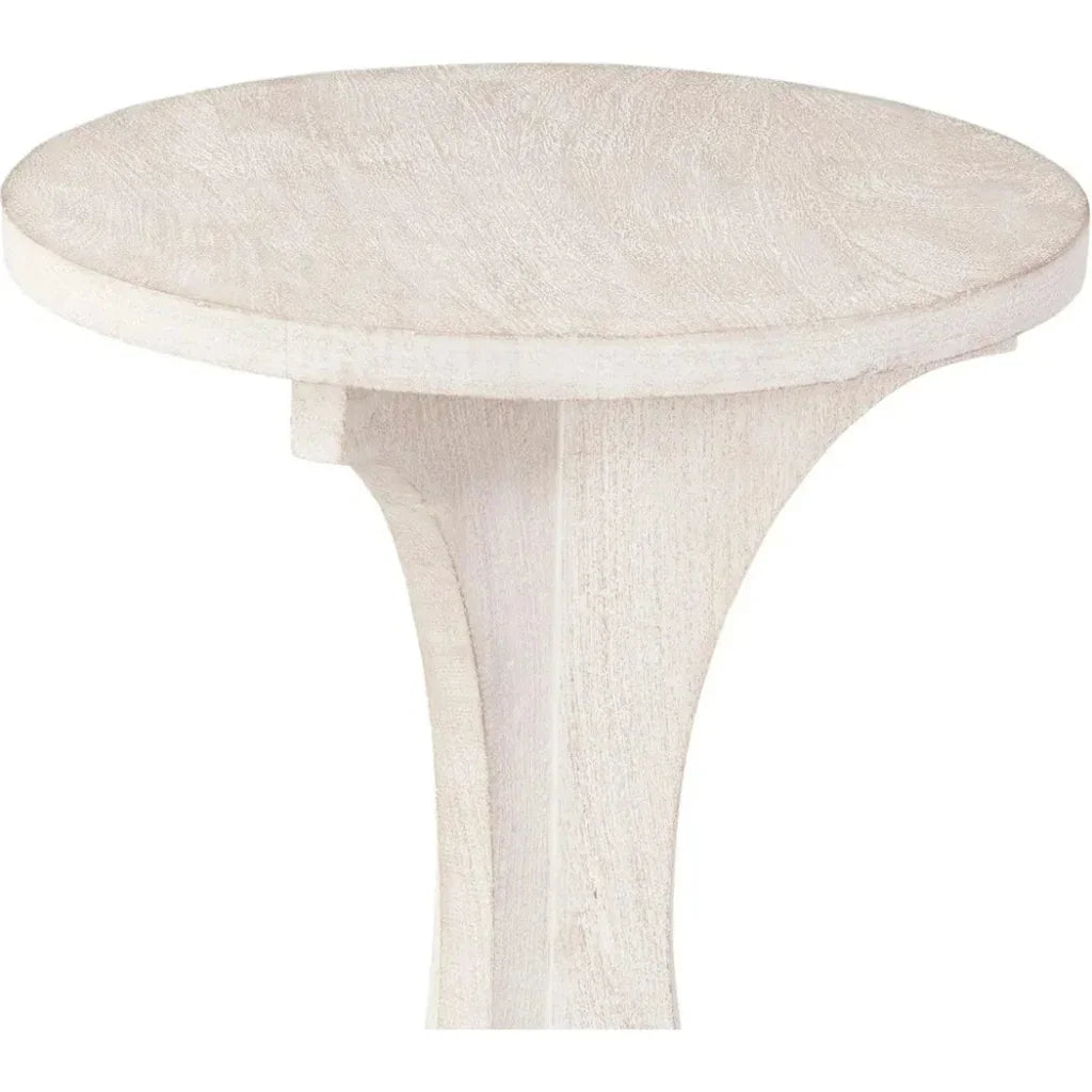 Tait Wood White Round Accent Table - LOOMLAN - Bassett Mirror - Side Tables