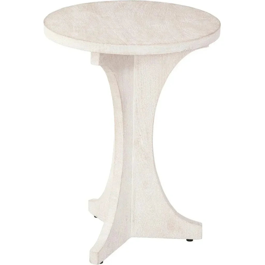 Tait Wood White Round Accent Table - LOOMLAN - Bassett Mirror - Side Tables