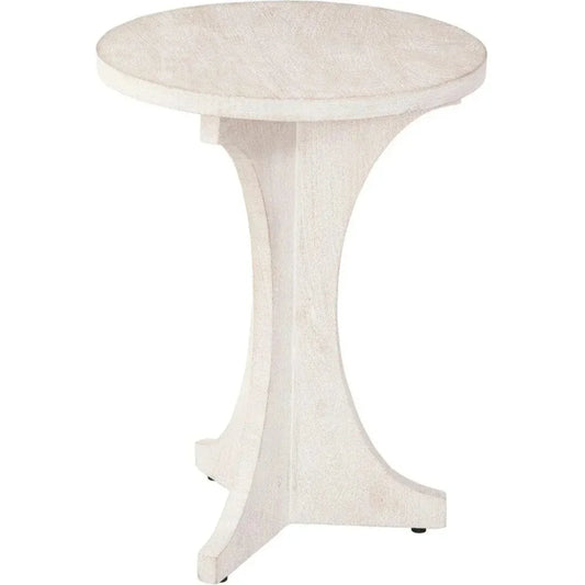 Tait Wood White Round Accent Table - LOOMLAN - Bassett Mirror - Side Tables