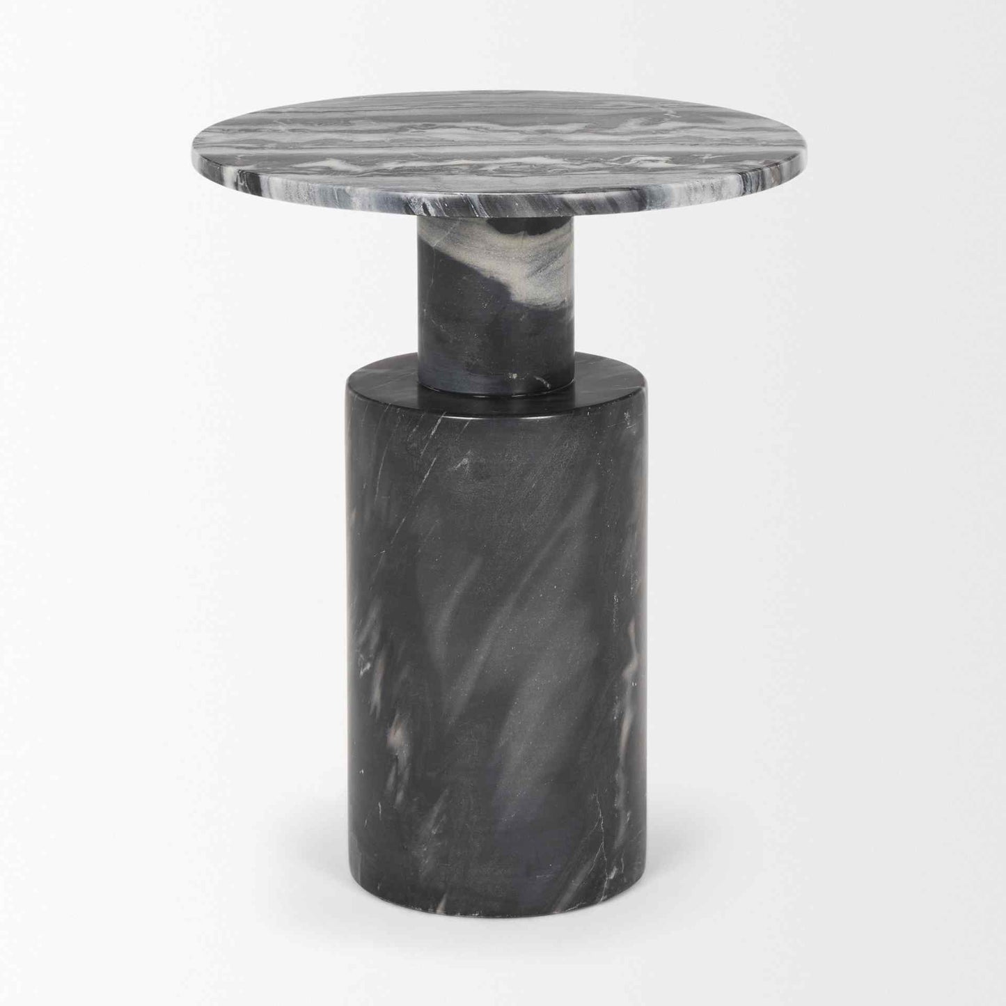 Taite Black Marble Pedestal Accent Table