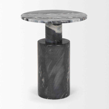 Taite Black Marble Pedestal Accent Table
