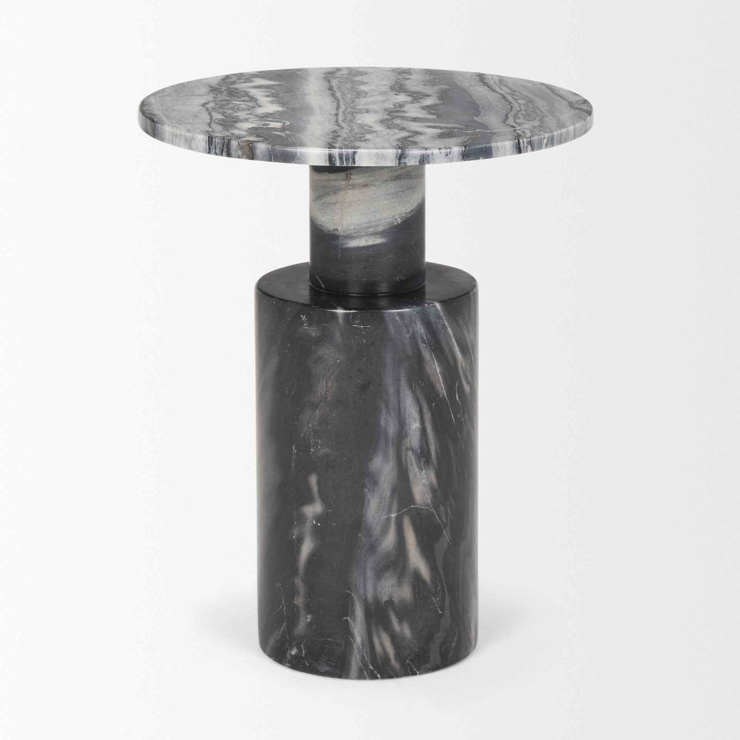 Taite Black Marble Pedestal Accent Table