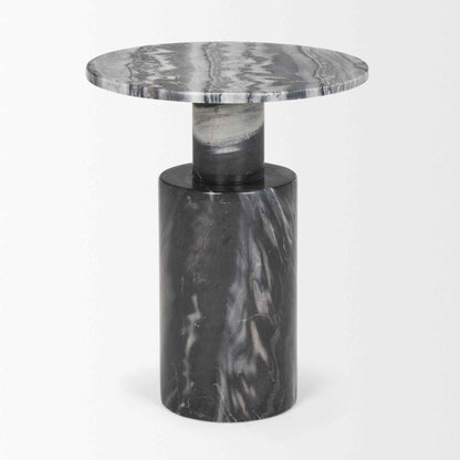 Taite Black Marble Pedestal Accent Table