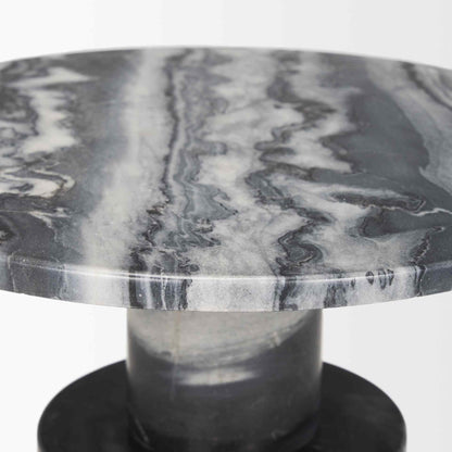 Taite Black Marble Pedestal Accent Table