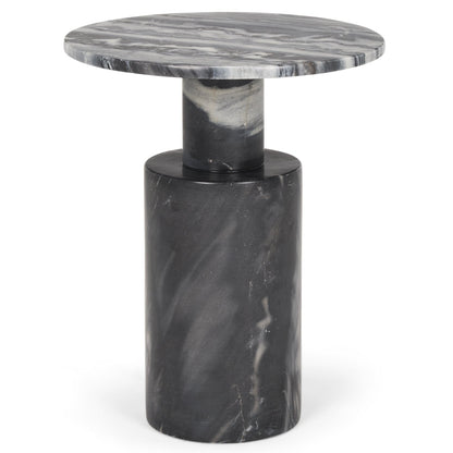 Taite Black Marble Pedestal Accent Table