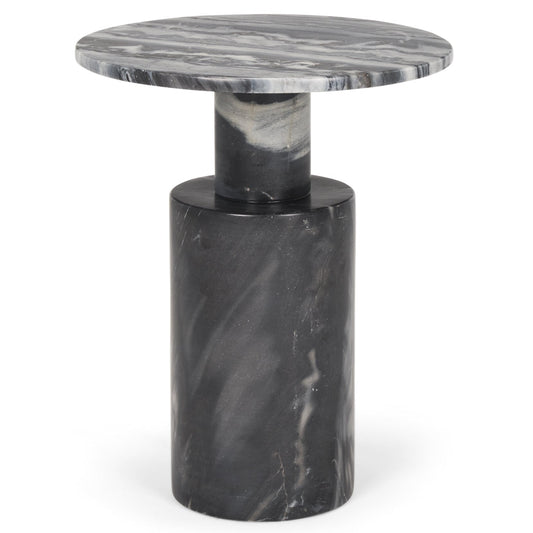 Taite Black Marble Pedestal Accent Table