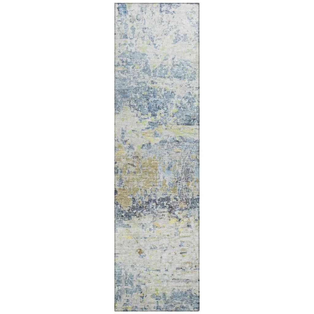 Talia Blue Washable Indoor-Outdoor Rug-Outdoor Rugs-LOOMLAN Rugs-2'3" x 7'6"-LOOMLAN
