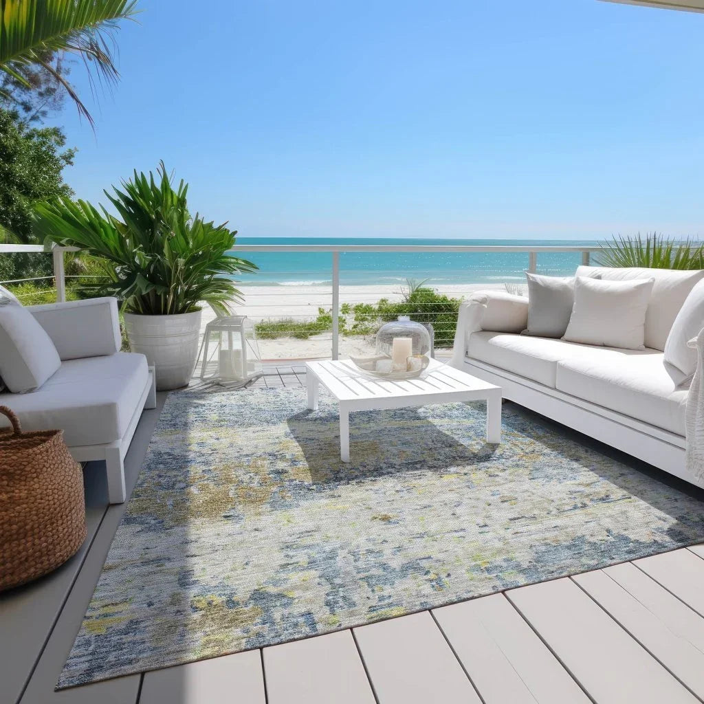 Talia Blue Washable Indoor-Outdoor Rug-Outdoor Rugs-LOOMLAN Rugs-LOOMLAN