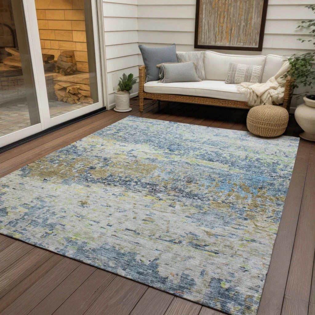 Talia Blue Washable Indoor-Outdoor Rug-Outdoor Rugs-LOOMLAN Rugs-LOOMLAN
