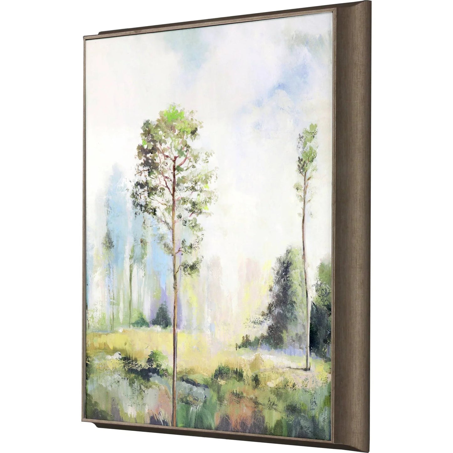 Tall Green Trees Hand Finished Framed Wall Art