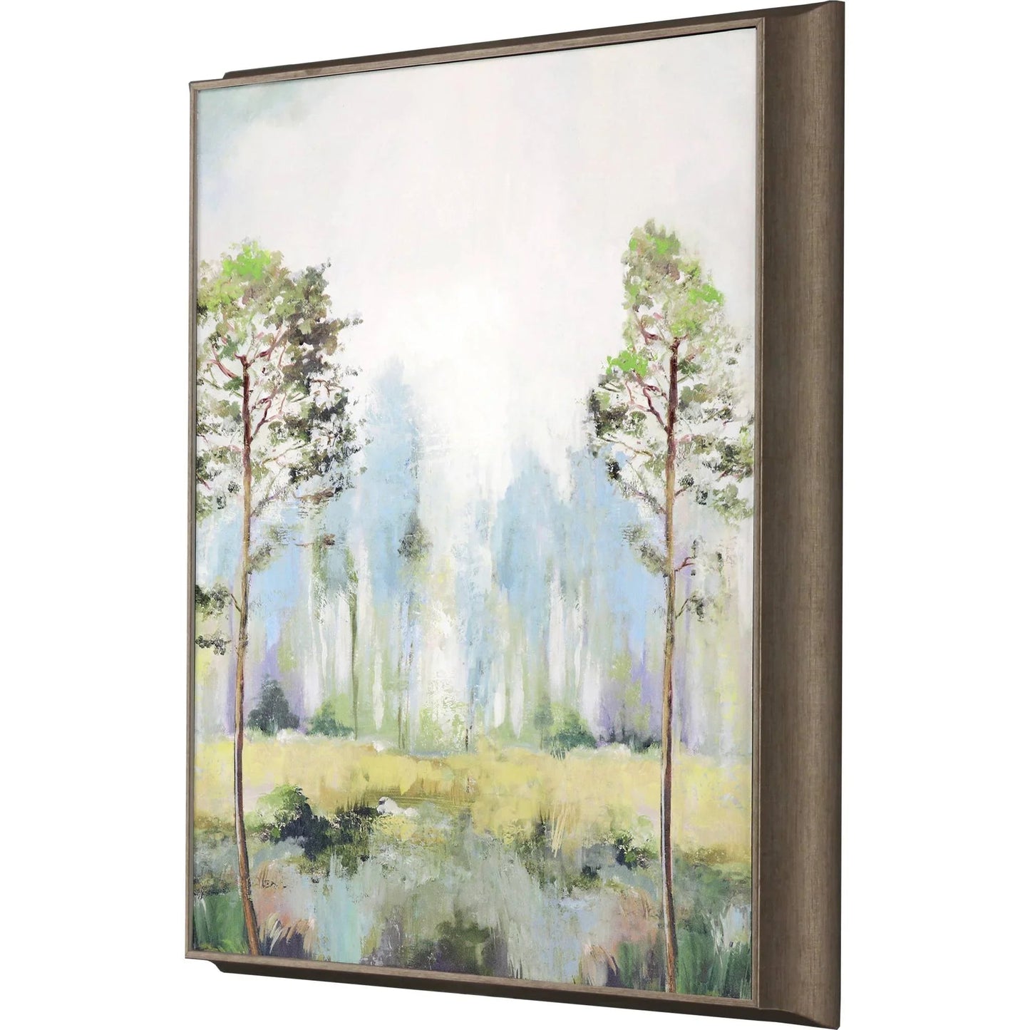 Tall Green Trees Hand Finished Framed Wall Art
