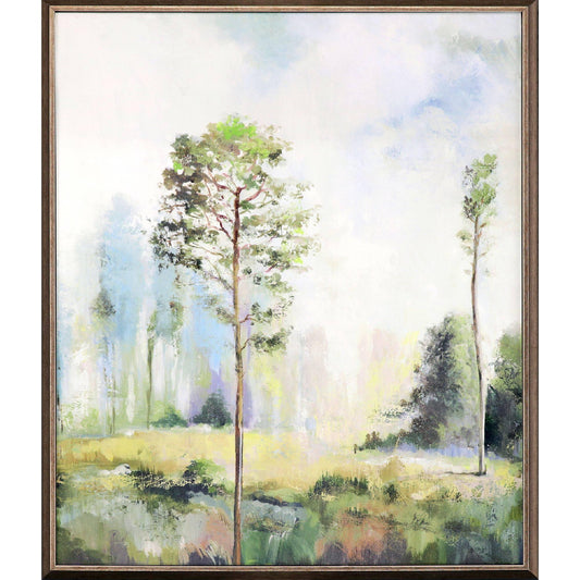 Tall Green Trees Hand Finished Framed Wall Art