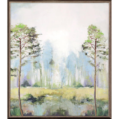 Tall Green Trees Hand Finished Framed Wall Art