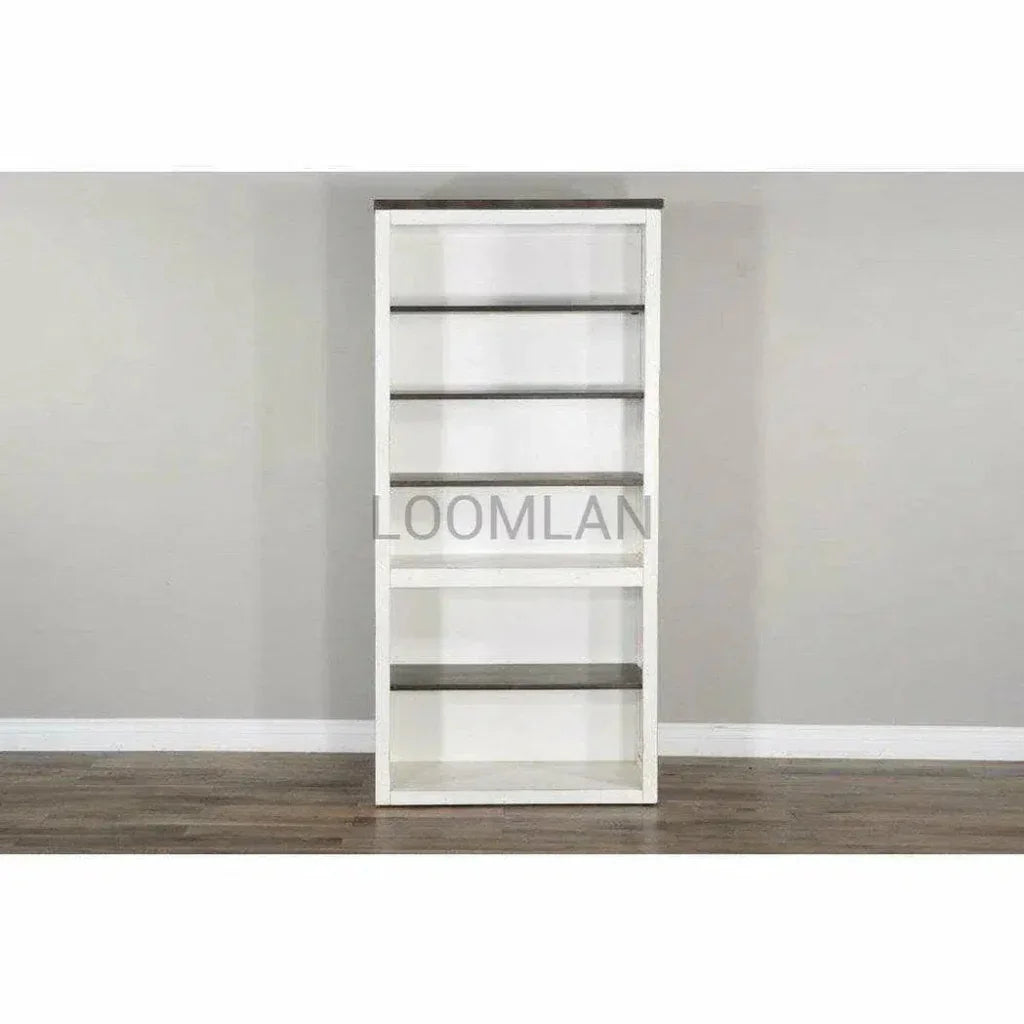 Tall Home Office White & Black Bookcase - LOOMLAN - Sunny D - Bookcases