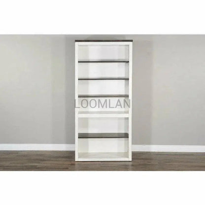 Tall Home Office White & Black Bookcase - LOOMLAN - Sunny D - Bookcases