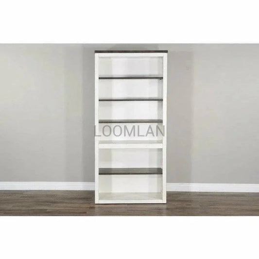 Tall Home Office White & Black Bookcase - LOOMLAN - Sunny D - Bookcases